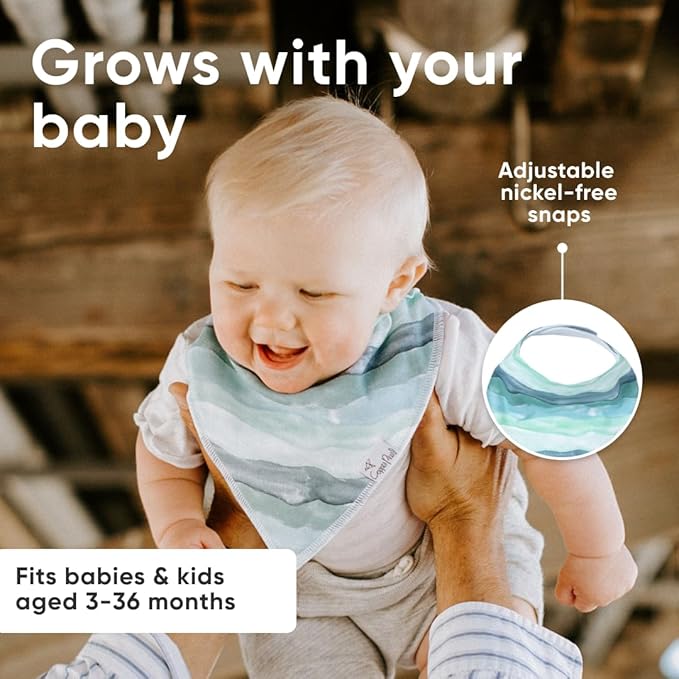 Copper Pearl 4 Pack Soft Cotton Baby Bibs for Drooling and Teething, Absorbent Drool Bibs for Baby Girl and Boy, Adjustable to Fit Newborns to Toddlers, Tons of Styles (Kai)