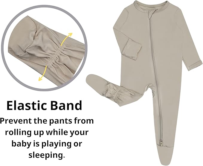 GUISBY Pajamas for Baby Boys & Girls, Infant Onesie with Mitten Long Sleeve Footed Pjs