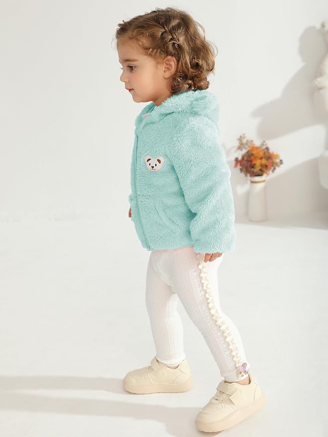Baby Boys Girls Fleece Jackets Zip Up Hoodies Cute Bear Coats Fall Winter Fuzzy Jacket Newborn Boys Girls Outwear