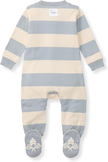 Burt's Bees Baby Boys Sleep and Play PJs, 100% Organic Cotton One-Piece Zip Front Romper Jumpsuit Pajamas