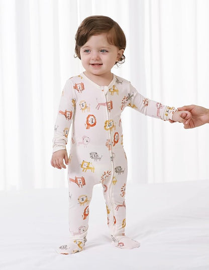 Baby Footie Romper Pajamas Unisex Newborn Infant Pjs Soft Rompers Viscose from Bamboo Sleepwear