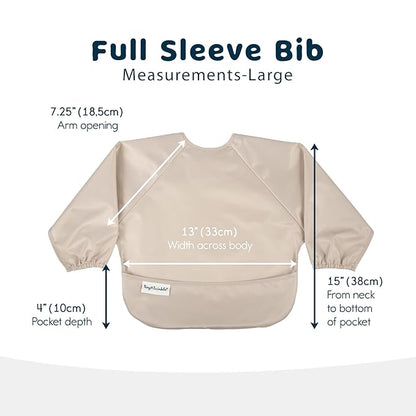 Tiny Twinkle Long Sleeve Bib for Babies & Toddlers | 2-Pack Waterproof Smock Bib for Eating | Machine Washable & Mess-Proof Feeding Essentials | Newborn Shower Gift (Periwinkle Putty,2-4Y)