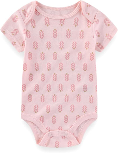 Baby Boy Girl Bodysuit 5 Pack Cotton Short Sleeve Romper Soft Baby Clothes Outfit 0-12 Month