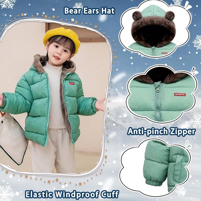 Fairy Baby Infant Baby Winter Coat Cute Teddy Bear Hooded Jacket Warm Fleece Outerwear Windproof Toddler Boys Girl 6M-4T