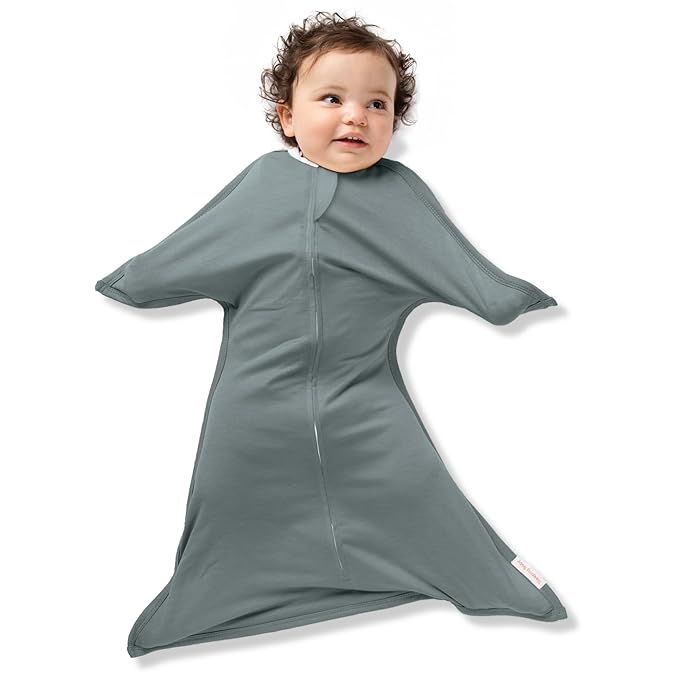 SleepingBaby Zipadee-Zip Transition Swaddle - Cozy Baby Swaddle Blanket with Zipper Convenience - Roomy Wearable Blanket for Easy Diaper Changes - Classic Grey, Medium (6-12 Month)