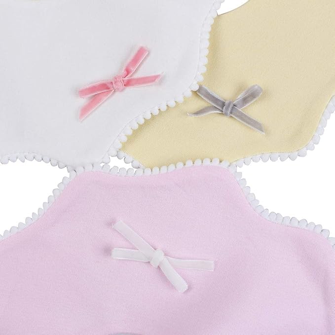 JANGANNSA 3 PCS Flower Baby Bibs Infant Burp Clothes for Baby Girls Saliva Towel Cotton Infant Toddler Girls Bibs (3 PCS -A)