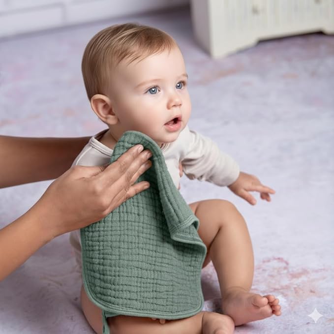 Muslin Burp Cloths, 20"x10"- Pack of 8, 6 Layers Super Soft Absorbent & Breathable 100% Cotton for Baby Drool and Messes, Burp Cloth Baby Boy and Burp Cloths Baby Girl