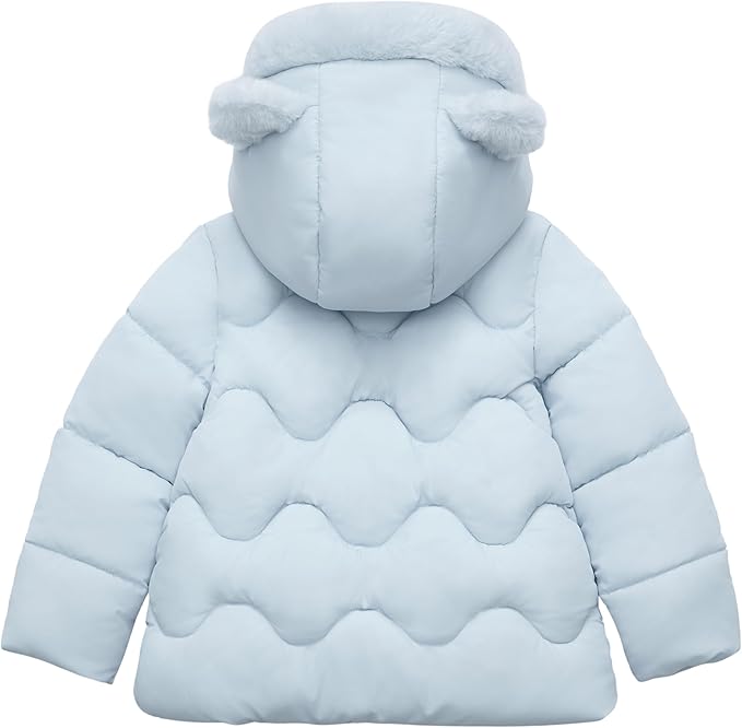 Rokka&Rolla Baby Girls' Water-Resistant Soft Mini Fur Lined Puffer Jacket for Newborn Infant Toddler (6-24M, 2T-5T)