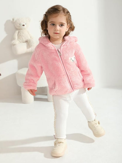 Baby Boys Girls Fleece Jackets Zip Up Hoodies Cute Bear Coats Fall Winter Fuzzy Jacket Newborn Boys Girls Outwear