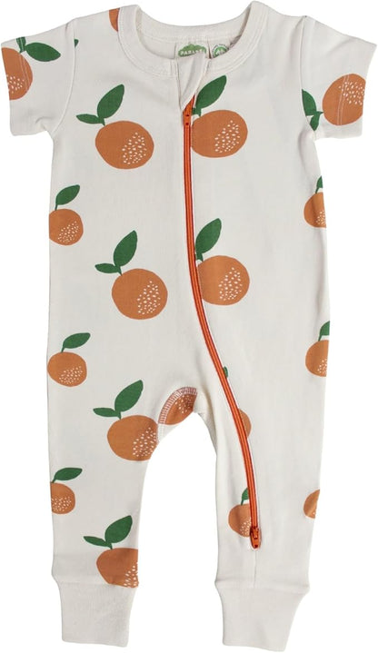PARADE Organic Signature Print '2-Way' Zip Romper - Short Sleeve