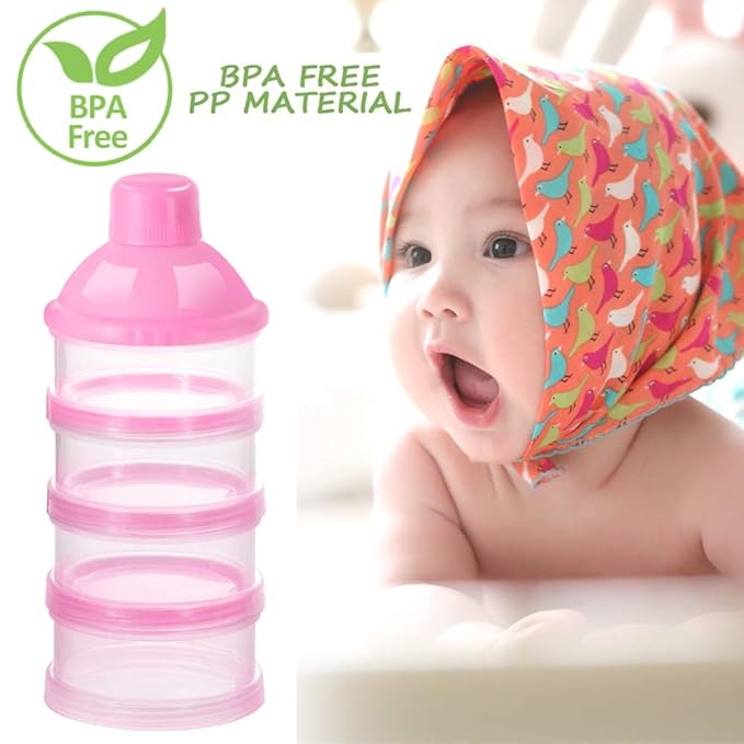 Accmor Formula Dispenser On The Go, 4 Compartments Stackable Formula Container for Travel, Baby Milk Powder Kids Snack Container, BPA Free ﻿