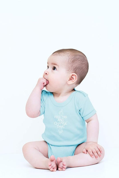 CBTwear Feed This and Change This - Baby Clothes - Funny Newborn Bodysuit Outfits for Boys and Girls