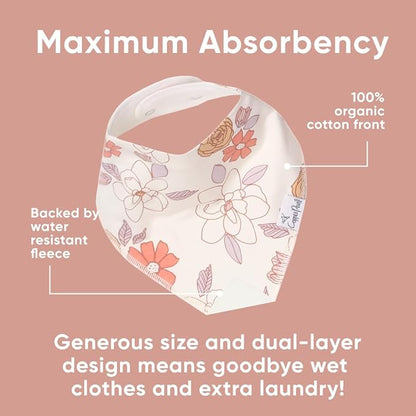 Copper Pearl 4 Pack Soft Cotton Baby Bibs for Drooling and Teething, Absorbent Drool Bibs for Baby Girl and Boy, Adjustable to Fit Newborns to Toddlers, Tons of Styles (Ferra)