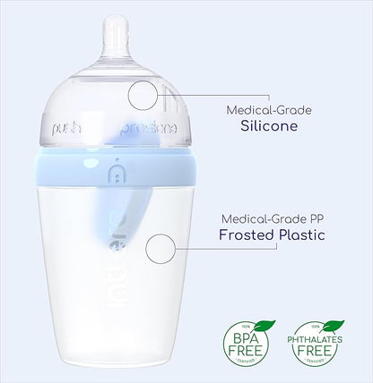 INTTERO Baby Bottles with Built-in Formula Dispenser, Anti-Colic Wide Neck Design for Newborn Feeding and Everyday Baby Essentials, 9 Oz Medium Flow (2 Pack), Stylish White