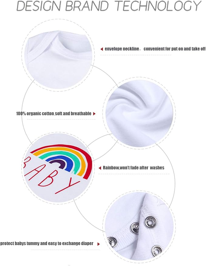 Cnins Newborn Baby Bodysuit - Pregnancy Announcement & Infant Loss Gift, Coming Soon & Rainbow Design Coming Home Outfit