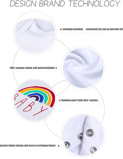 Cnins Newborn Baby Bodysuit - Pregnancy Announcement & Infant Loss Gift, Coming Soon & Rainbow Design Coming Home Outfit