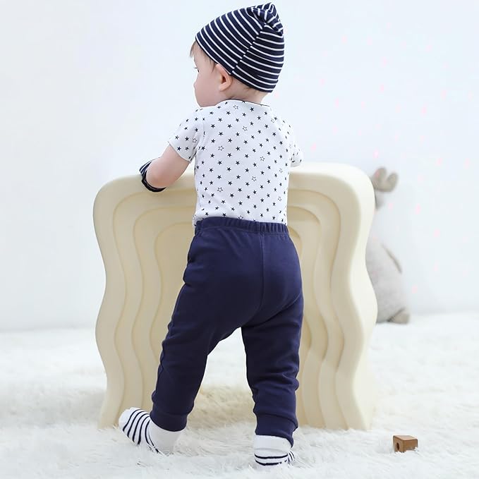 Baby Bodysuit and Pant Set 6-pcs Ribbed Soft Infant Boy Girl Clothes Outfits