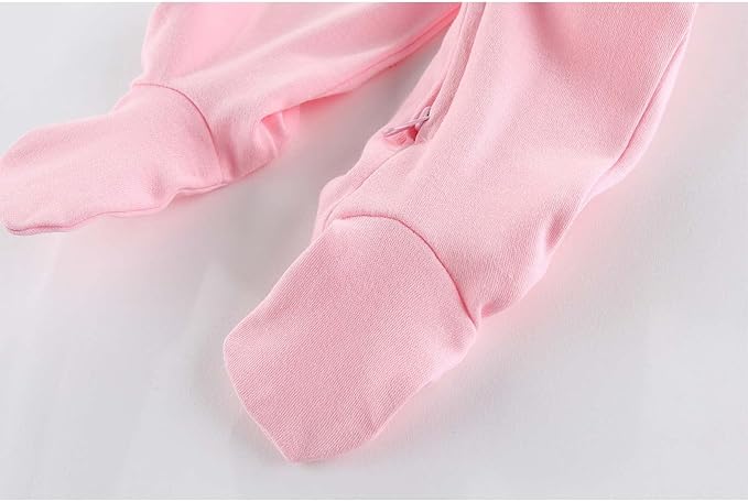 Newborn Baby Boy Girls Clothes 2-Way Zip Footed Cotton Bodysuit 3-Pack Long Sleeve Outfits 0-12Months Baby Pajamas