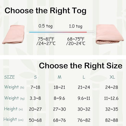 Supersoft Rayon Made from Bamboo Sleep Sack 12-18 Months 0.5 Tog Lightweight Toddler Sleep Sack Baby Wearable Blanket with 2-Way Zipper Summer Unisex Sleeping Bag for Babies (2 Pack) Pink & Gray