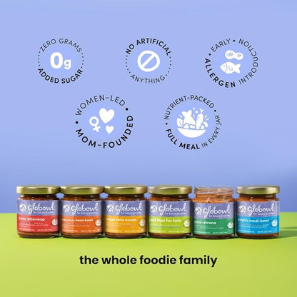 Globowl Variety 6 Pack – Organic Baby Food with International Flavors, Recyclable Packaging & Nutrient‑Rich Meals for Toddlers and Babies