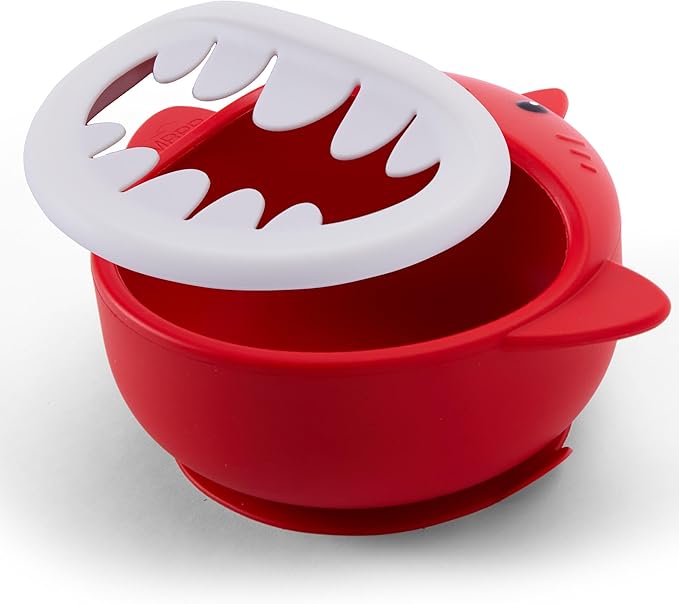 MRPR Chompers Silicone Shark Bowl - Baby & Toddler Suction-bowl - BPA-Free, Microwave & Dishwasher safe - Mess-Free Mealtime - Fun & Durable Snack-bowl for Kids - Strong Suction, Travel-Friendly