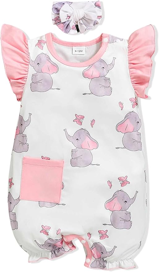 Newborn Baby Girl Clothes Infant Floral Print One-Piece Romper+Jumpsuit+Bodysuit+Hat+Headband