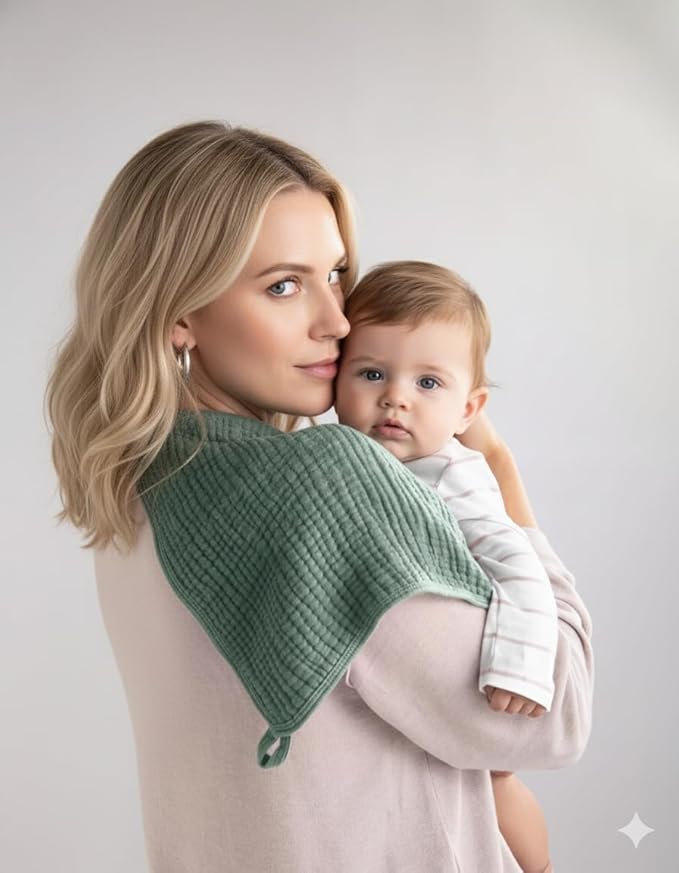 Muslin Burp Cloths, 20"x10"- Pack of 8, 6 Layers Super Soft Absorbent & Breathable 100% Cotton for Baby Drool and Messes, Burp Cloth Baby Boy and Burp Cloths Baby Girl