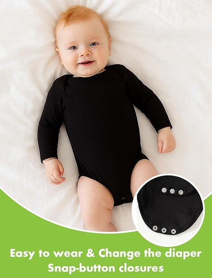 DEFAHN 2PCS Visocse from Bamboo Baby Rompers Unisex Onsies Solid Short Sleeve Baby Bodysuit 0-24 Months