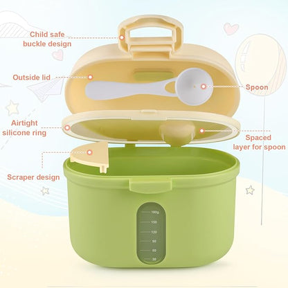 Accmor Baby Formula Dispense On The Go, Portable Milk Powder Formula Dispenser with Scoop,Formula Containers for Travel Hold 8.5oz/240g Formula,Green
