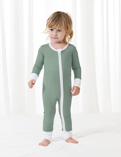 Baby Zippered Rompers Newborn Pajamas Sleepers Long Sleeve Jumpsuits Infant Zipper Romper-Viscose from Bamboo
