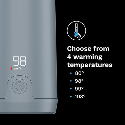 Baby Brezza Portable Warmer – 3X Faster Baby Bottle Warming - Travel Breastmilk and Formula Warmer - Safe, Even Heating - Up to 9oz - No Adapters, Grey