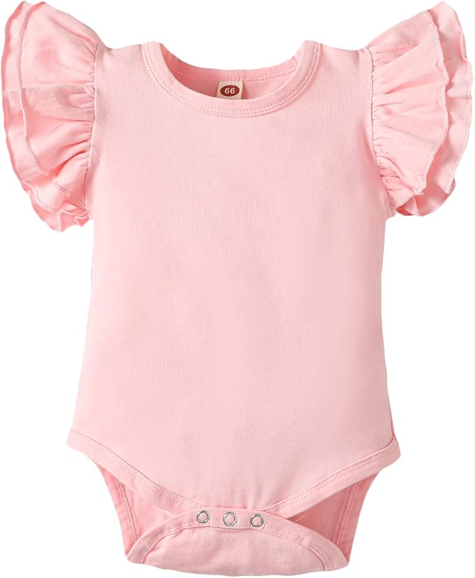 Baby Girl Solid Color Romper Infant Ruffle Sleeve Bodysuit One Piece Outfit Toddler Jumpsuit clothes