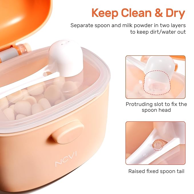 NCVI Baby Formula Dispenser On The Go, Formula Container To Go, Formula Holder for Travel, Outdoor Picnic with Baby Infant, Portable Container for Milk Powder, Snacks, Candy, Fruits (Brown Deer)