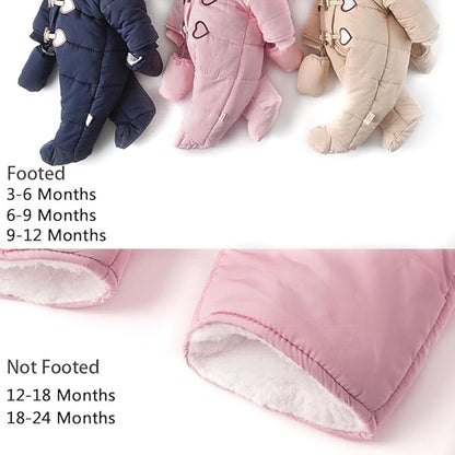 Simplee kids Baby Infant Boys Girls Snowsuit Winter Hooded Footed Warm Jumpsuit Outerwear with Gloves for 3-24 Months