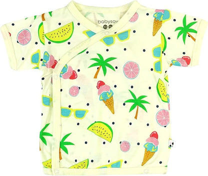 Babysoy Unisex Baby Toddler Short Sleeve Wrap Around Kimono Tee Shirt