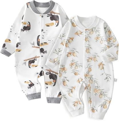 100% Organic Cotton Soft 3-24 Months 2-Piece Unisex Footless Newborn Baby Sleepers Pajamas Romper Boys Girls