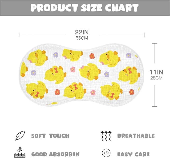 vvfelixl Cute Yellow Duck Burp Cloths for Baby Boy Girls Baby Washcloths Burp Rags 1 Pack