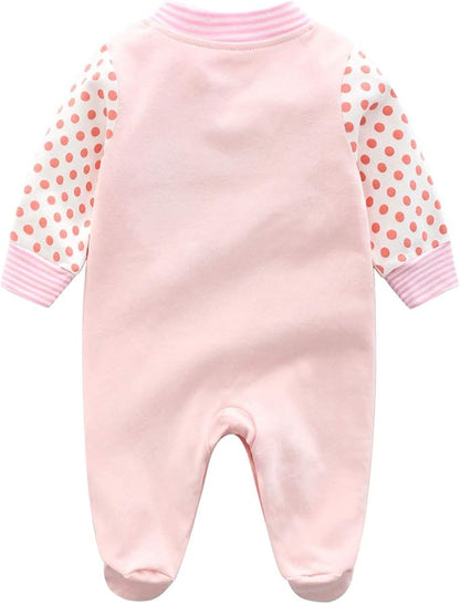 Baby One Piece Romper Soft Cotton Sleepwear Footed Jumpsuit for 0-12 Month Infant