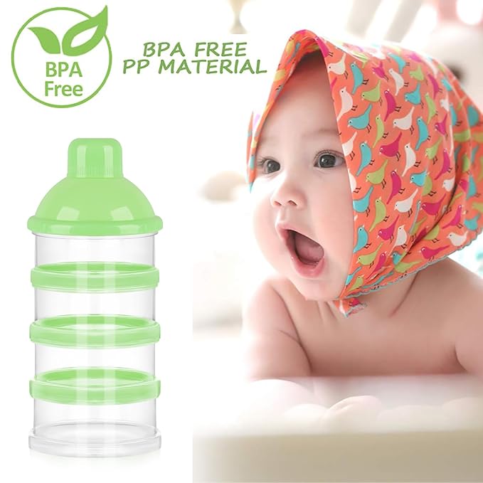 Accmor Formula Dispenser On The Go, 4 Compartments Stackable Formula Container for Travel, Baby Milk Powder Kids Snack Container, BPA Free ﻿