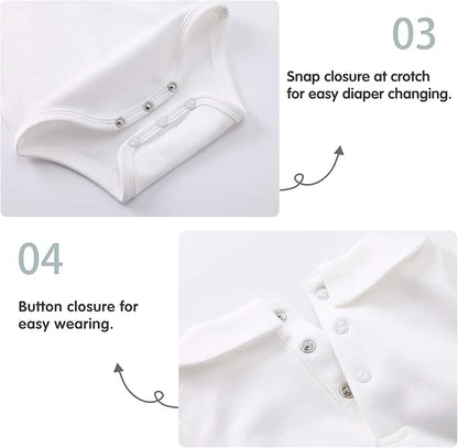 pureborn Baby Romper Bodysuits 2-Pack Unisex Soft Cotton One-Piece Outfit for Infant Boys Girls 0-24 Months