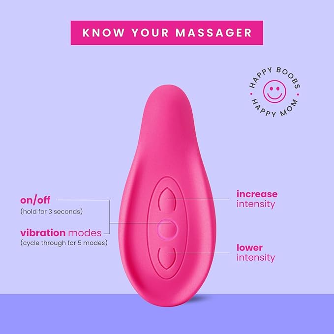 Lactation Massager - Patented Breastfeeding Relief, Boost Milk Flow & Ease Discomfort from Clogged Ducts, Engorgement, Mastisis - Postpartum Essentials for Nursing Moms - HSA/FSA Medical Device