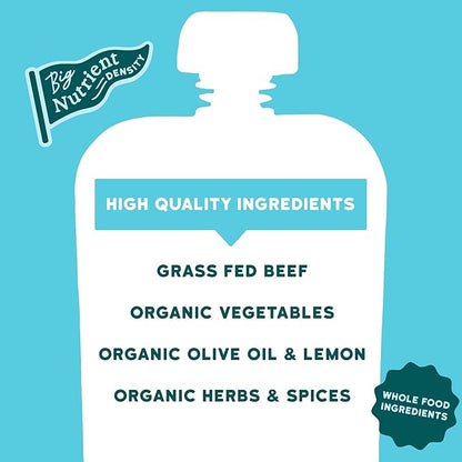 Serenity Kids 7+ Months World Explorers Beef Kebab Baby Food Pouches - 3.5 oz, Pack of 6-5g Protein Baby Food with Meat - Snack with Grass-Fed Beef & Veggies - Convenient On-The-Go Toddler Snacks