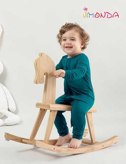 Jimonda Baby Footless Pajamas,Two Zip Closure Long Sleeve Romper,Infant Clothes Pjs 4 Pcs