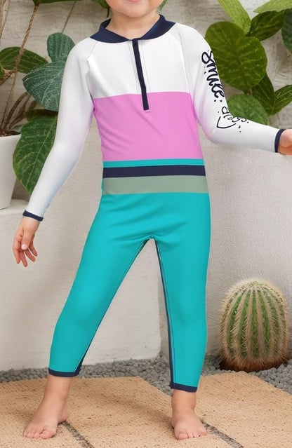 weVSwe Baby Toddler UPF 50+ Sun Protection Rash Guard Long Sleeve Swimsuit with Crotch Zipper