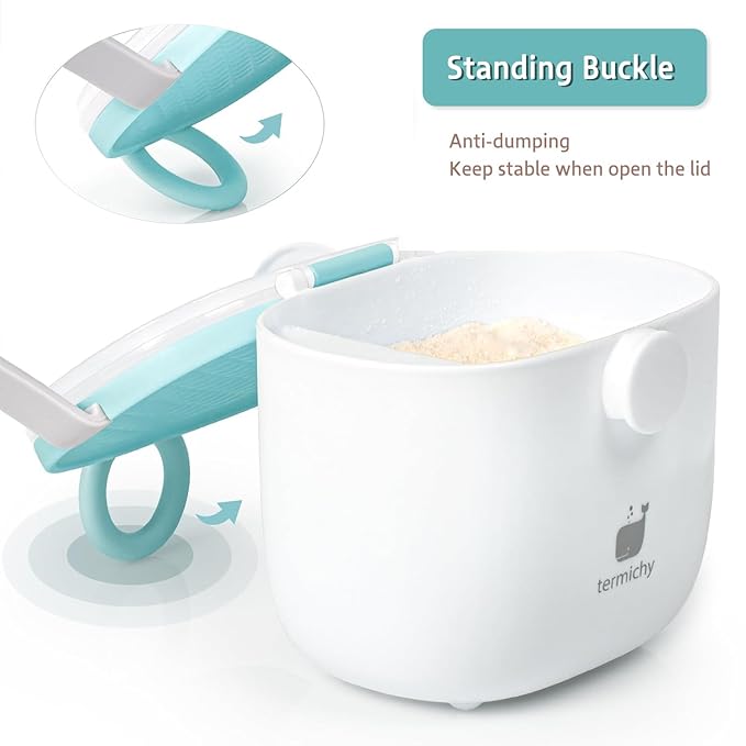 Termichy Baby Formula Dispenser, Portable Milk Powder Dispenser Container with Carry Handle and Scoop for Travel Outdoor Activities with Baby Infant, 8.8OZ, 0.55LB, 250g, 500ml (Baby Blue)