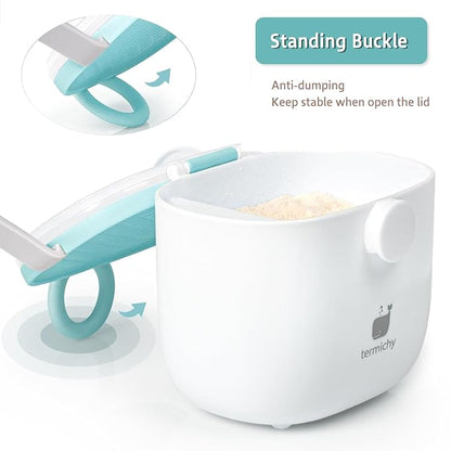 Termichy Baby Formula Dispenser, Portable Milk Powder Dispenser Container with Carry Handle and Scoop for Travel Outdoor Activities with Baby Infant, 8.8OZ, 0.55LB, 250g, 500ml (Baby Blue)