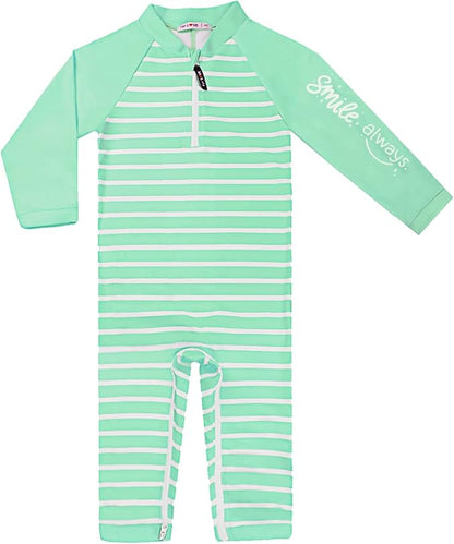 weVSwe Baby Toddler UPF 50+ Sun Protection Rash Guard Long Sleeve Swimsuit with Crotch Zipper