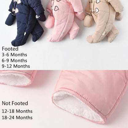 Simplee kids Baby Infant Boys Girls Snowsuit Winter Hooded Footed Warm Jumpsuit Outerwear with Gloves for 3-24 Months