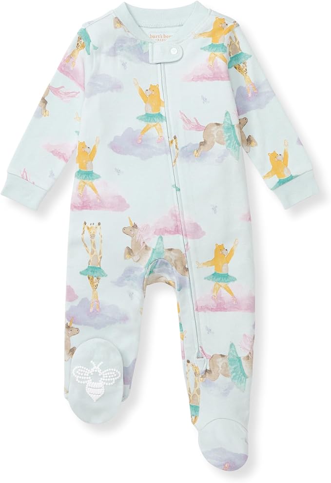 Burt's Bees Baby Girls' Organic Cotton Sleep and Play Footed Pajamas