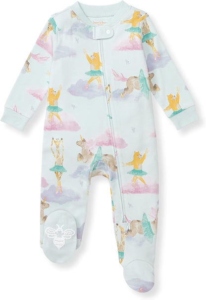 Burt's Bees Baby Girls' Organic Cotton Sleep and Play Footed Pajamas